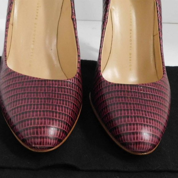 New Giuseppe Zanotti Burgundy‎ Genuine Reptile Pumps $900rt 37.5 - Picture 4 of 6